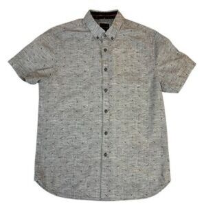 Denim and Flower Ricky Singh slim fit Men's Gray Short Sleeve Shirt size M.